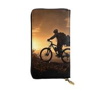 LKTPSKQRY Womens Wallet Leather Slim Wallet Long Card Holder Case Zip Clutch Mountain Bike in The Evening Travel Purse