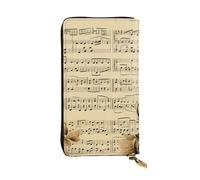 LKTPSKQRY Womens Wallet Leather Slim Wallet Long Card Holder Case Zip Clutch Music Notes on Old Paper Travel Purse