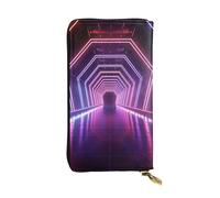 LKTPSKQRY Womens Wallet Leather Slim Wallet Long Card Holder Case Zip Clutch Neon Lights Tunnel Travel Purse