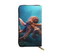 LKTPSKQRY Womens Wallet Leather Slim Wallet Long Card Holder Case Zip Clutch Ocean Animal Octopus Travel Purse