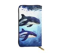 LKTPSKQRY Womens Wallet Leather Slim Wallet Long Card Holder Case Zip Clutch Orca Killer Whale Travel Purse