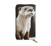 LKTPSKQRY Womens Wallet Leather Slim Wallet Long Card Holder Case Zip Clutch Otter Travel Purse