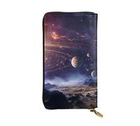 LKTPSKQRY Womens Wallet Leather Slim Wallet Long Card Holder Case Zip Clutch Outer Space Galaxy Universe Travel Purse