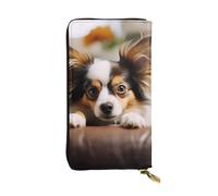 LKTPSKQRY Womens Wallet Leather Slim Wallet Long Card Holder Case Zip Clutch Papillon Lying on Tummy Travel Purse