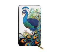LKTPSKQRY Womens Wallet Leather Slim Wallet Long Card Holder Case Zip Clutch Peacock Pattern Travel Purse
