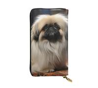 LKTPSKQRY Womens Wallet Leather Slim Wallet Long Card Holder Case Zip Clutch Pekingese Dog Travel Purse