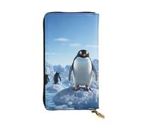 LKTPSKQRY Womens Wallet Leather Slim Wallet Long Card Holder Case Zip Clutch Penguin Antarctica Ice Travel Purse