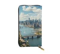 LKTPSKQRY Womens Wallet Leather Slim Wallet Long Card Holder Case Zip Clutch Penthouse View Over New York Manhattan Travel Purse