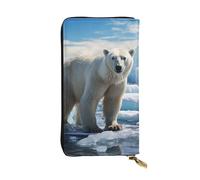 LKTPSKQRY Womens Wallet Leather Slim Wallet Long Card Holder Case Zip Clutch Polar Bear Ice Travel Purse