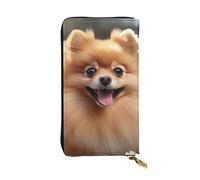 LKTPSKQRY Womens Wallet Leather Slim Wallet Long Card Holder Case Zip Clutch Pomeranian Dog Travel Purse