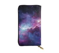 LKTPSKQRY Womens Wallet Leather Slim Wallet Long Card Holder Case Zip Clutch Purple&Blue Galaxy Travel Purse