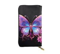LKTPSKQRY Womens Wallet Leather Slim Wallet Long Card Holder Case Zip Clutch Purple Butterfly Travel Purse