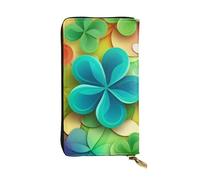 LKTPSKQRY Womens Wallet Leather Slim Wallet Long Card Holder Case Zip Clutch Rainbow Circle Shamrock Travel Purse