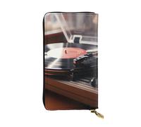 LKTPSKQRY Womens Wallet Leather Slim Wallet Long Card Holder Case Zip Clutch Record Player Travel Purse