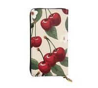 LKTPSKQRY Womens Wallet Leather Slim Wallet Long Card Holder Case Zip Clutch Red Cherry Pattern Travel Purse