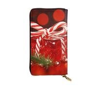 LKTPSKQRY Womens Wallet Leather Slim Wallet Long Card Holder Case Zip Clutch Red Christmas Candy Travel Purse