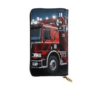 LKTPSKQRY Womens Wallet Leather Slim Wallet Long Card Holder Case Zip Clutch Red Fire and Rescue Truck Travel Purse