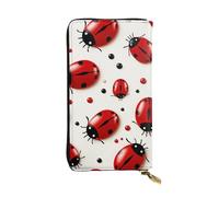 LKTPSKQRY Womens Wallet Leather Slim Wallet Long Card Holder Case Zip Clutch Red Ladybug Travel Purse