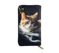 LKTPSKQRY Womens Wallet Leather Slim Wallet Long Card Holder Case Zip Clutch Resting Cat Travel Purse