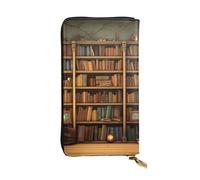 LKTPSKQRY Womens Wallet Leather Slim Wallet Long Card Holder Case Zip Clutch Retro Bookshelf Travel Purse