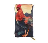 LKTPSKQRY Womens Wallet Leather Slim Wallet Long Card Holder Case Zip Clutch Rooster Beautiful Art Travel Purse