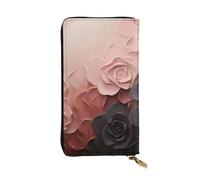 LKTPSKQRY Womens Wallet Leather Slim Wallet Long Card Holder Case Zip Clutch Rose Color Blush and Black Travel Purse