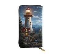 LKTPSKQRY Womens Wallet Leather Slim Wallet Long Card Holder Case Zip Clutch Santa Claus Lighthouse Travel Purse