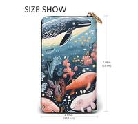 LKTPSKQRY Womens Wallet Leather Slim Wallet Long Card Holder Case Zip Clutch Seal Whale Octopus Fish Travel Purse