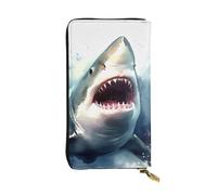 LKTPSKQRY Womens Wallet Leather Slim Wallet Long Card Holder Case Zip Clutch Shark in The Sea Travel Purse