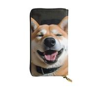 LKTPSKQRY Womens Wallet Leather Slim Wallet Long Card Holder Case Zip Clutch Shiba Inu Smile Tongue Out Travel Purse