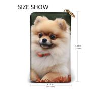 LKTPSKQRY Womens Wallet Leather Slim Wallet Long Card Holder Case Zip Clutch Short-Haired Pomeranian Dog Travel Purse