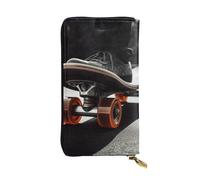 LKTPSKQRY Womens Wallet Leather Slim Wallet Long Card Holder Case Zip Clutch Skateboard Wheel Travel Purse