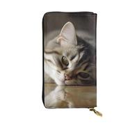 LKTPSKQRY Womens Wallet Leather Slim Wallet Long Card Holder Case Zip Clutch Sleeping Cat Travel Purse