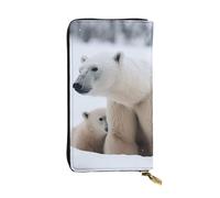 LKTPSKQRY Womens Wallet Leather Slim Wallet Long Card Holder Case Zip Clutch Snow Animal Polar Bear Travel Purse