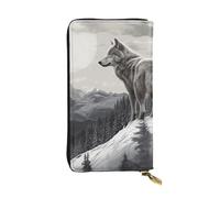 LKTPSKQRY Womens Wallet Leather Slim Wallet Long Card Holder Case Zip Clutch Snow Mountain Lone Wolf Travel Purse