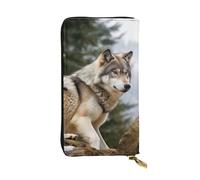 LKTPSKQRY Womens Wallet Leather Slim Wallet Long Card Holder Case Zip Clutch Snow Mountain Wild Wolf Travel Purse