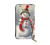 LKTPSKQRY Womens Wallet Leather Slim Wallet Long Card Holder Case Zip Clutch Snowman Christmas Travel Purse