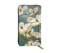 LKTPSKQRY Womens Wallet Leather Slim Wallet Long Card Holder Case Zip Clutch Spring Dogwood Blossoms Travel Purse