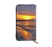 LKTPSKQRY Womens Wallet Leather Slim Wallet Long Card Holder Case Zip Clutch Sunset at Honeymoon Island State Park Travel Purse