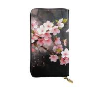 LKTPSKQRY Womens Wallet Leather Slim Wallet Long Card Holder Case Zip Clutch Tempting Cherry Blossoms Travel Purse