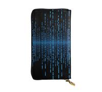LKTPSKQRY Womens Wallet Leather Slim Wallet Long Card Holder Case Zip Clutch The Blue Binary Matrix Travel Purse