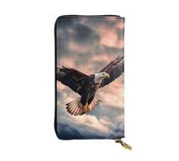 LKTPSKQRY Womens Wallet Leather Slim Wallet Long Card Holder Case Zip Clutch The Eagle Flies Bravely in The Sky Travel Purse