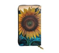 LKTPSKQRY Womens Wallet Leather Slim Wallet Long Card Holder Case Zip Clutch The Most Beautiful Sunflower Travel Purse