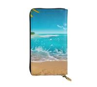 LKTPSKQRY Womens Wallet Leather Slim Wallet Long Card Holder Case Zip Clutch Tropical Blue Sea Beach Travel Purse