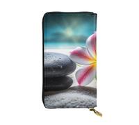 LKTPSKQRY Womens Wallet Leather Slim Wallet Long Card Holder Case Zip Clutch Tropical Flower and Zen Stone Travel Purse