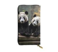 LKTPSKQRY Womens Wallet Leather Slim Wallet Long Card Holder Case Zip Clutch Two Big Pandas Travel Purse