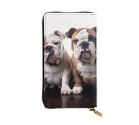 LKTPSKQRY Womens Wallet Leather Slim Wallet Long Card Holder Case Zip Clutch Two Cute Bulldog Dogs Travel Purse