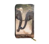 LKTPSKQRY Womens Wallet Leather Slim Wallet Long Card Holder Case Zip Clutch Two Elephants Playing Travel Purse