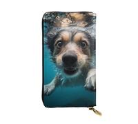LKTPSKQRY Womens Wallet Leather Slim Wallet Long Card Holder Case Zip Clutch Underwater Dog Travel Purse