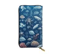LKTPSKQRY Womens Wallet Leather Slim Wallet Long Card Holder Case Zip Clutch Underwater Marine Life Travel Purse